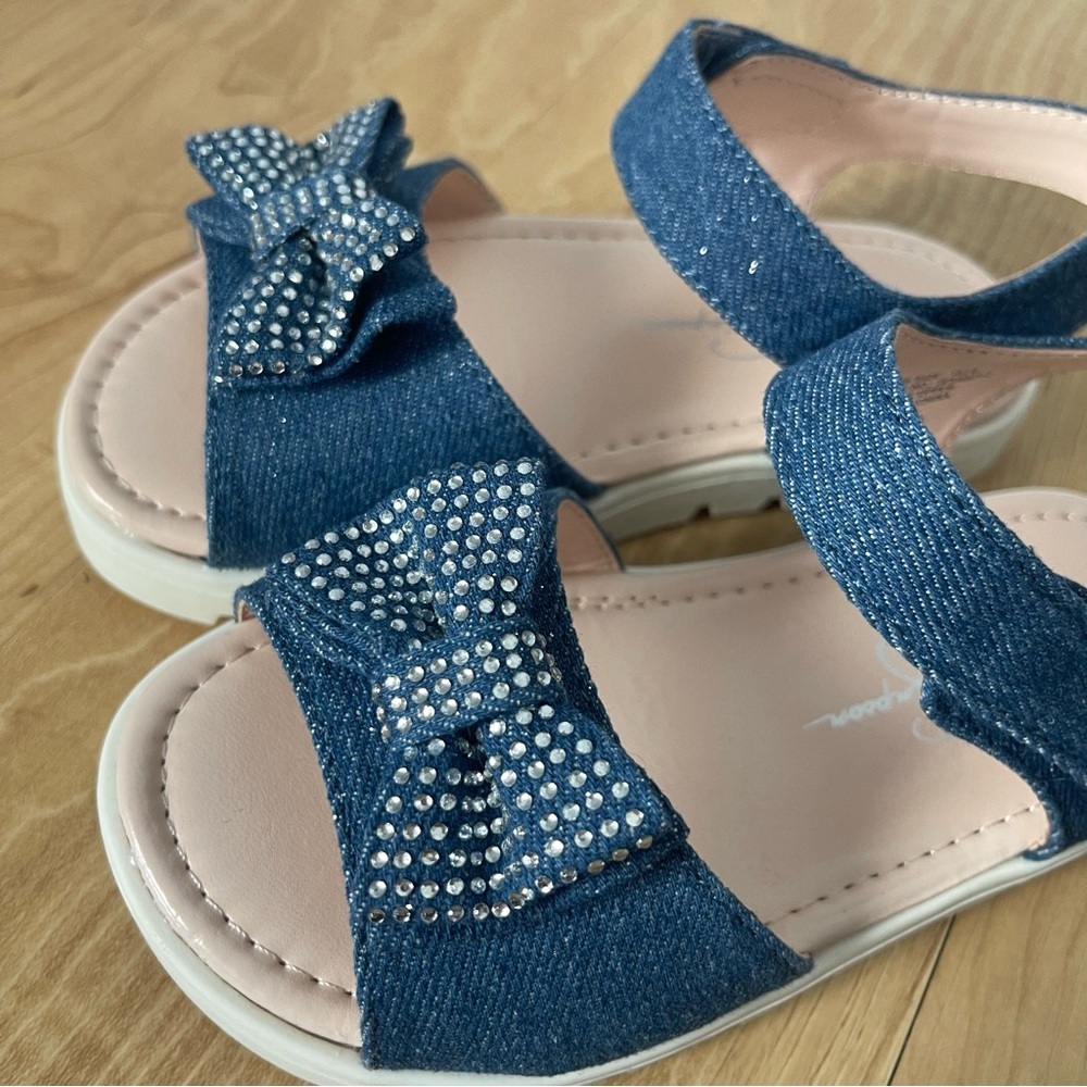 NWOB Jessica Simpson Toddler Girls Tia Shine Shiny Denim Sandals - Picture 7 of 7